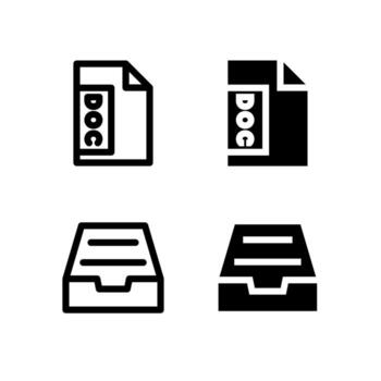 UI Document and Archive Line and Solid Icons for Tools and System vector