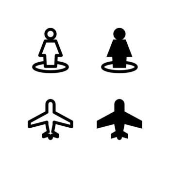 Modern Nearby and Airplane Mode Icons Solid and Line for Dashboard and Interface vector