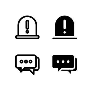 UI Warning and Message Icon Collection Line and Solid for App Design vector