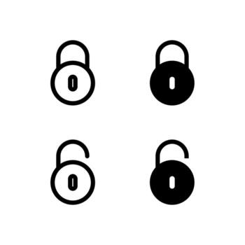 Modern Lock and Unlock Line and Solid Icon Set for UI and App Design vector