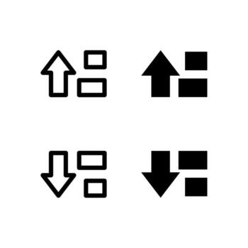Sort Ascending and Sort Descending Icons Solid and Line for Dashboard and Interface Projects vector
