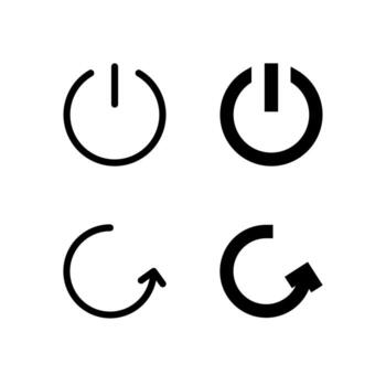 Modern Power Button and Reboot Icons Solid and Line for Dashboard and Interface vector
