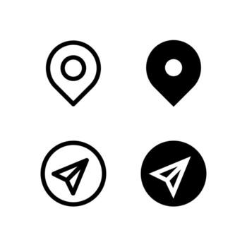 Pin and Compass Icon Collection for App and Web UI Design vector