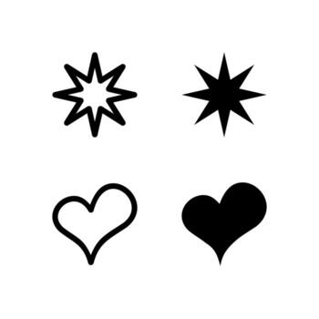 Star and Heart Line and Solid Icon Set for UI and App Design vector