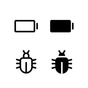 Battery and Bug Report Line and Solid Icon Set for UI and App Design vector