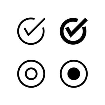 Smart Checkbox and Radio Button Icon Set in Solid and Outline Styles for UI vector