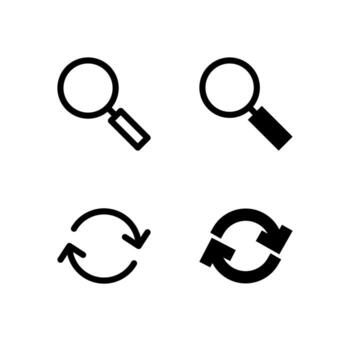 Modern Search and Refresh Line and Solid Icon Set for UI and App Design vector