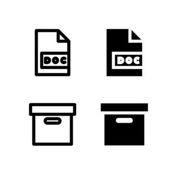 Modern Document and Archive Icons Solid and Line for Dashboard and Interface vector