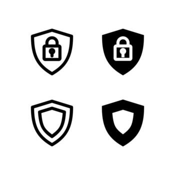 Modern Security and Shield Icons Solid and Line for Dashboard and Interface vector