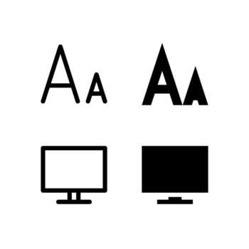 fuente Talla y pantalla icono colección para aplicación y web ui diseño vector