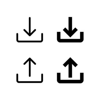 ui bandeja de entrada y bandeja de salida icono colección línea y sólido para aplicación diseño vector