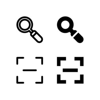 Search and Scan Line and Solid Icon Set for UI and App Design vector