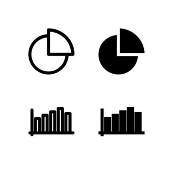 Chart Pie and Graph Line and Solid Icons for Control and Tools vector