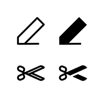 Edit and Cut Icons Solid and Line for Dashboard and Interface Projects vector