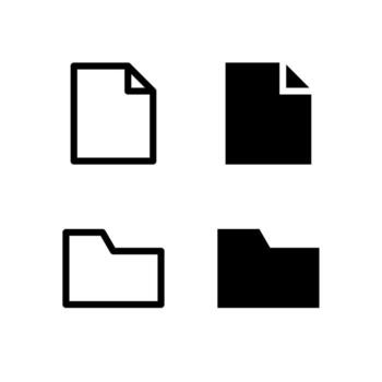 Smart File and Folder Icon Set in Solid and Outline Styles for UI vector