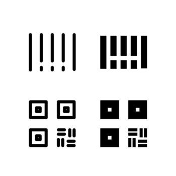 Barcode and QR Code Line and Solid Icon Set for UI and App Design vector