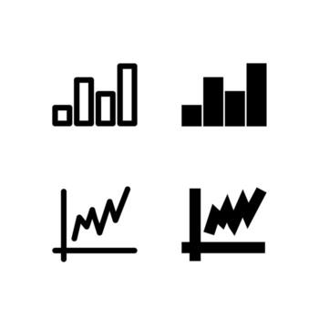 Modern Chart Bar and Chart Line Line and Solid Icon Set for UI and App Design vector