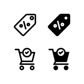 Modern Discount and Checkout Icons Solid and Line for Dashboard and Interface vector