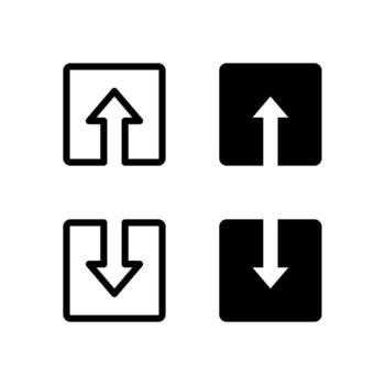 Smart Upload and Download Icon Set in Solid and Outline Styles for UI vector