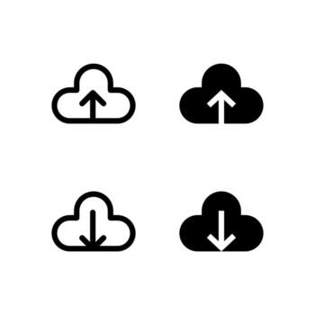 Cloud Upload and Cloud Download Icon Collection for App and Web UI Design vector