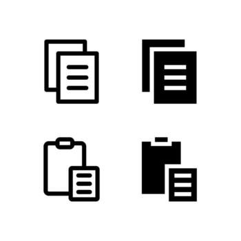 Copy and Paste Icons Solid and Line for Dashboard and Interface Projects vector