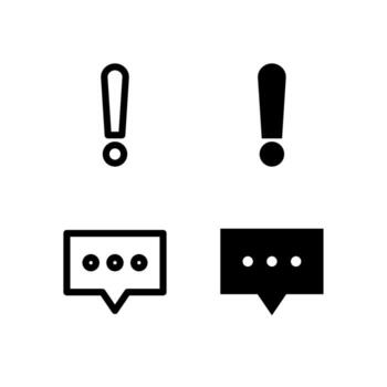 Warning and Message Line and Solid Icons for Control and Tools vector