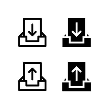 Modern Inbox and Outbox Line and Solid Icon Set for UI and App Design vector