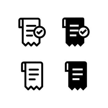 UI Invoice and Receipt Line and Solid Icons for Tools and System vector
