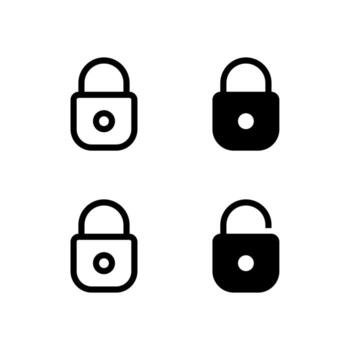 UI Lock and Unlock Icon Collection Line and Solid for App Design vector