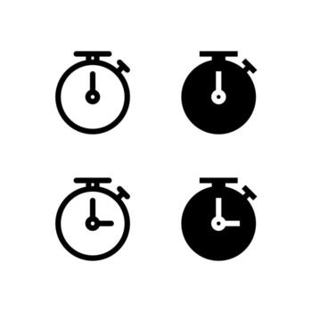 Modern Timer and Stopwatch Line and Solid Icon Set for UI and App Design vector