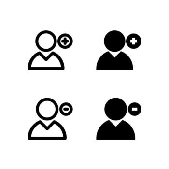 UI User Add and User Remove Icon Collection Line and Solid for App Design vector