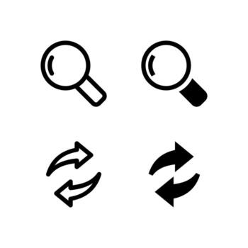 UI Search and Refresh Icon Collection Line and Solid for App Design vector