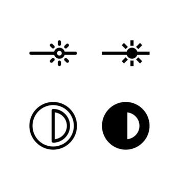 Modern Brightness and Contrast Icons Solid and Line for Dashboard and Interface vector