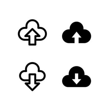 Modern Upload and Download Line and Solid Icon Set for UI and App Design vector