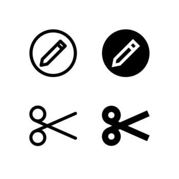 ui editar y cortar icono colección línea y sólido para aplicación diseño vector