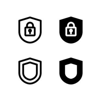 Security and Shield Line and Solid Icon Set for UI and App Design vector