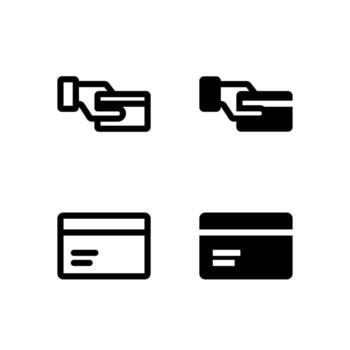 Modern Payment and Credit Card Icons Solid and Line for Dashboard and Interface vector