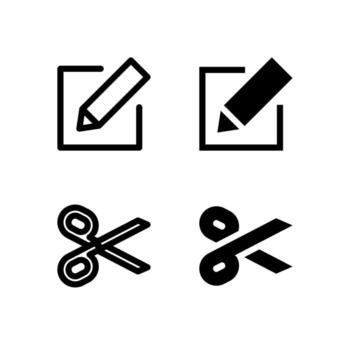 Modern Edit and Cut Line and Solid Icon Set for UI and App Design vector