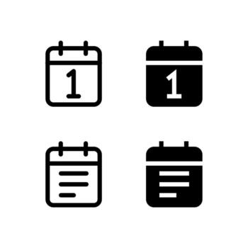 Smart Date and Schedule Icon Set in Solid and Outline Styles for UI vector