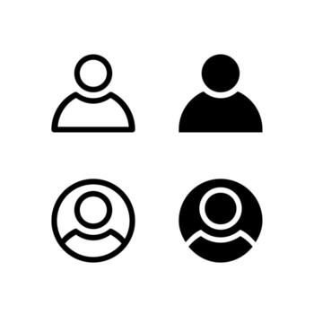 Smart User and Profile Icon Set in Solid and Outline Styles for UI vector