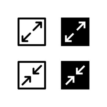 UI Fullscreen and Exit Fullscreen Line and Solid Icons for Tools and System vector