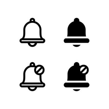Bell and Bell Off Icons Solid and Line for Dashboard and Interface Projects vector