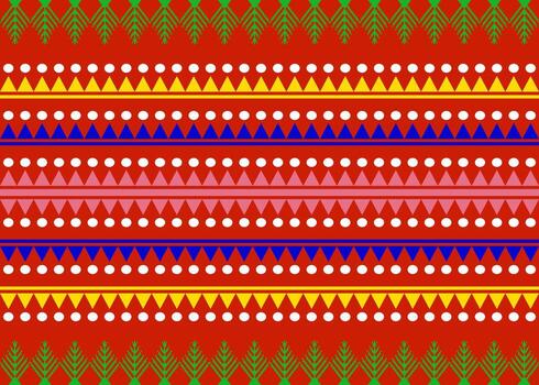 A colorful christmas theme background with geometric shape and pipe tree seamless pattern. vector