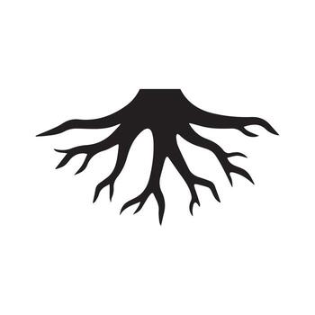 Expressive fibrous root visual showing freedom resilience and earth bond vector