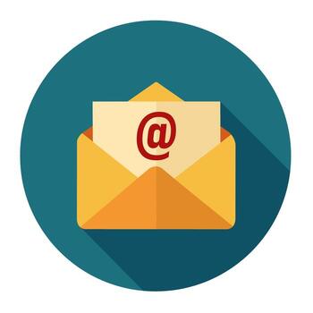 Mail icon for Website or Mobile Apps symbol. Long shadow style. Simple design editable vector