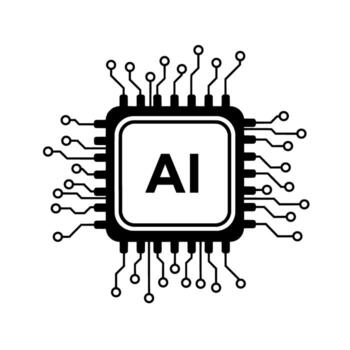 Ai symbol on a black and white computer chip design vector