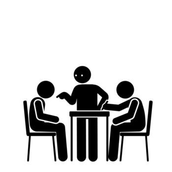 Stick figure interrogation scene in simple style. vector