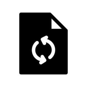 A simple filled icon of a document with a recycle symbol, for paper recycling. vector