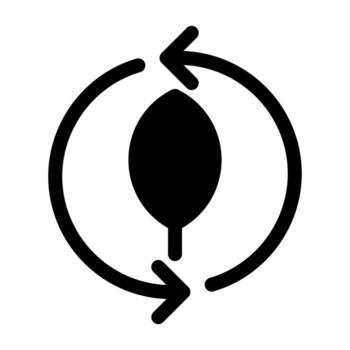 A simple filled icon of a leaf within the recycle symbol, for nature conservation. vector