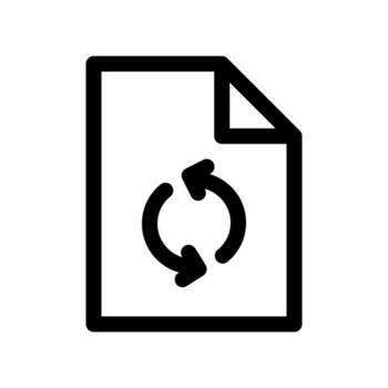 A simple line icon of a document with a recycle symbol, for paper recycling. vector